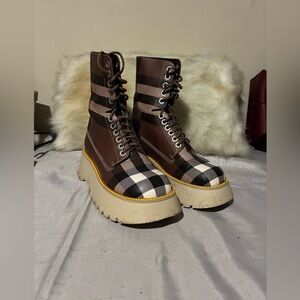 Burberry Plaid Platform Boots